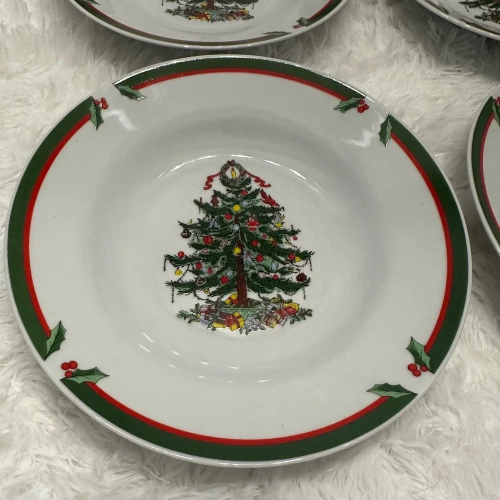 Set of‎ 4 Pacific Rim Christmas Tree Dessert Salad Bowls Porcelain